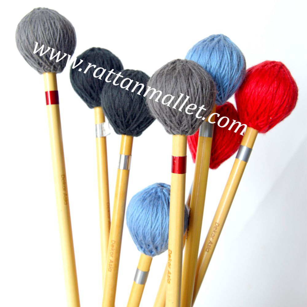 Rattan Marimba Mallets, Beautiful Mallets for xylophone or metallophone with Rattan Handle and Blue Yarn